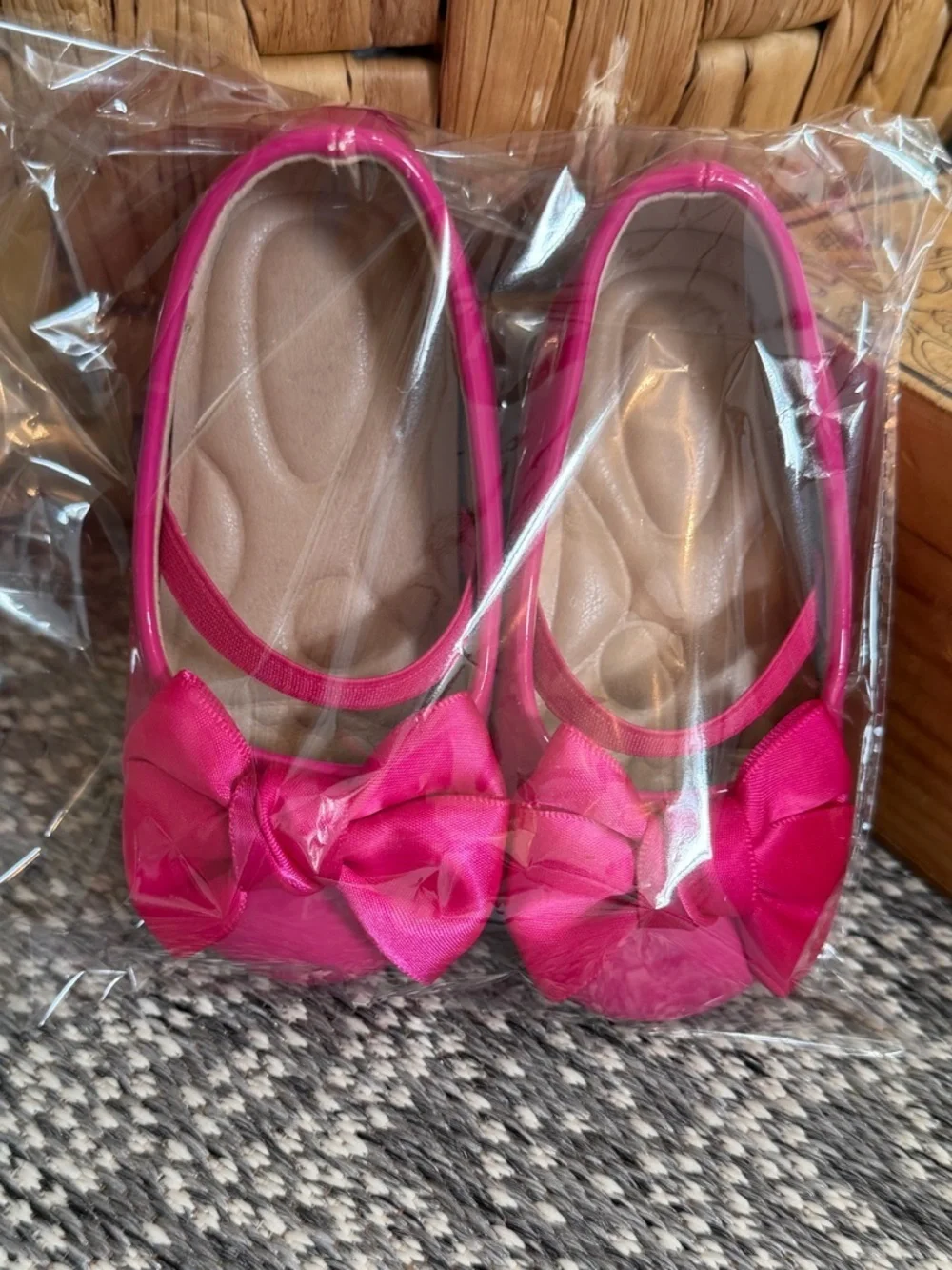 New Boutique Toddler Girl Dress Shoes Pink Bow Front Comfort Padding Size 6.5
